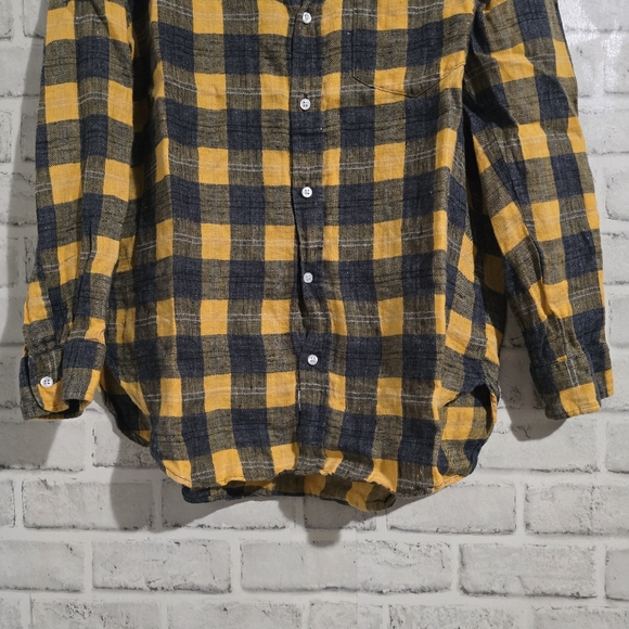 EUC Frank & Eileen Joedy Linen Button Up Grey/Yellow Plaid Size XS - Picture 5 of 7